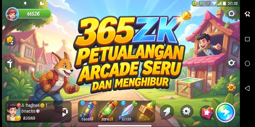Screenshot gameplay 365ZK yang menunjukkan aksi seru di level yang penuh warna.