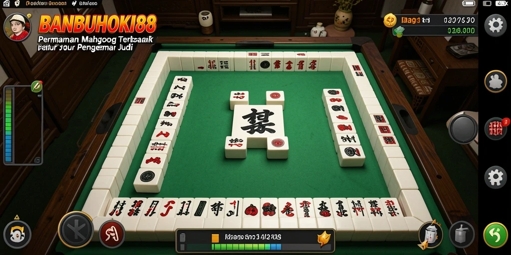Screenshot gameplay BANBUHOKI88 dengan suasana permainan Mahjong.
