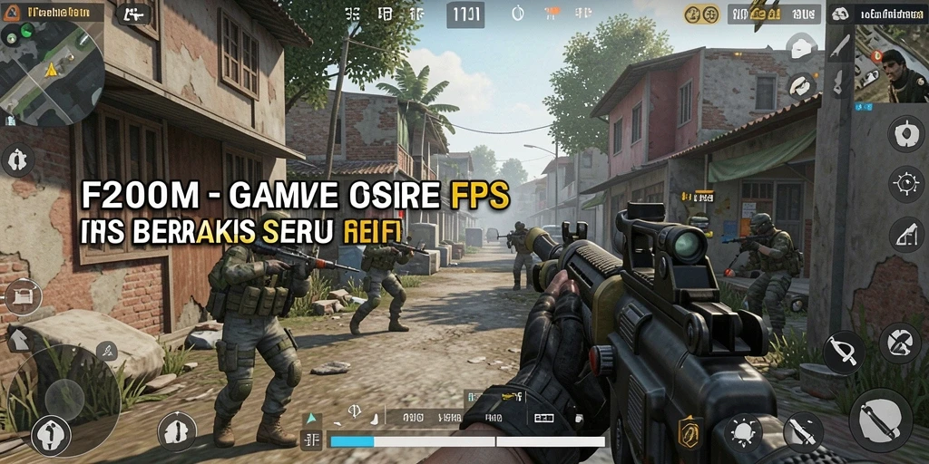 Screenshot gameplay seru F200M dengan aksi tembak-menembak yang intens.