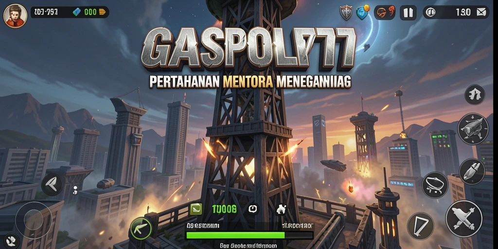 Tampilan gameplay menarik dari GASPOL77 dengan menara yang strategis.