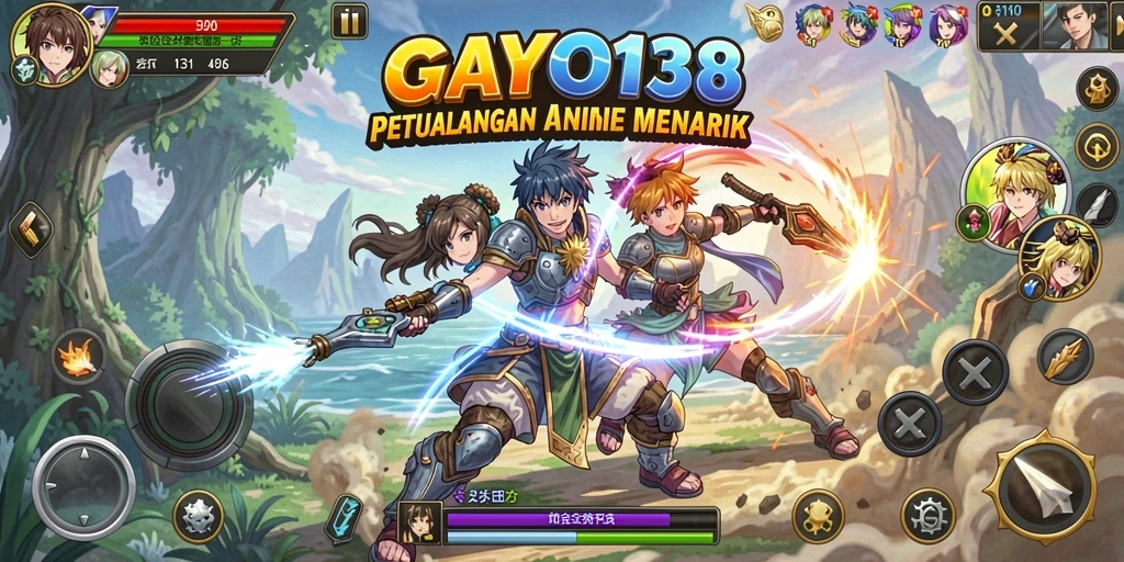 Screenshot GAYO138 menampilkan aksi pertempuran karakter Anime yang seru.