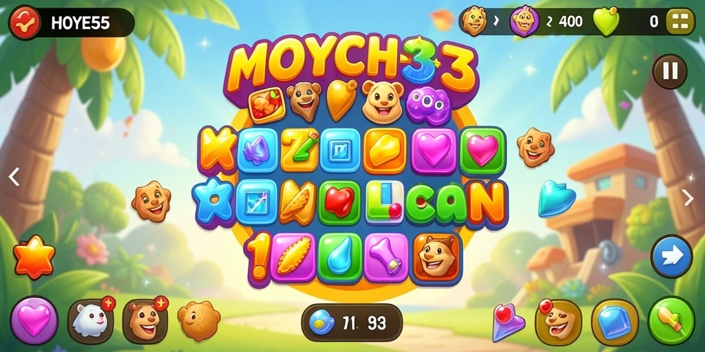 Tampilan gameplay HOYE55 dengan keseruan mencocokkan objek.