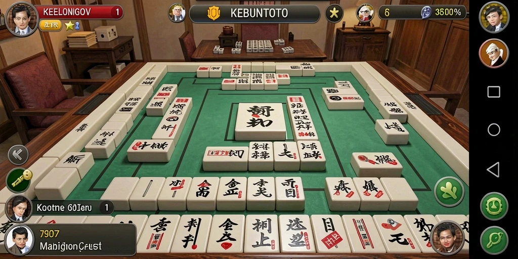Tampilan gameplay seru KEBUNTOTO dengan berbagai ubin Mahjong yang menarik.