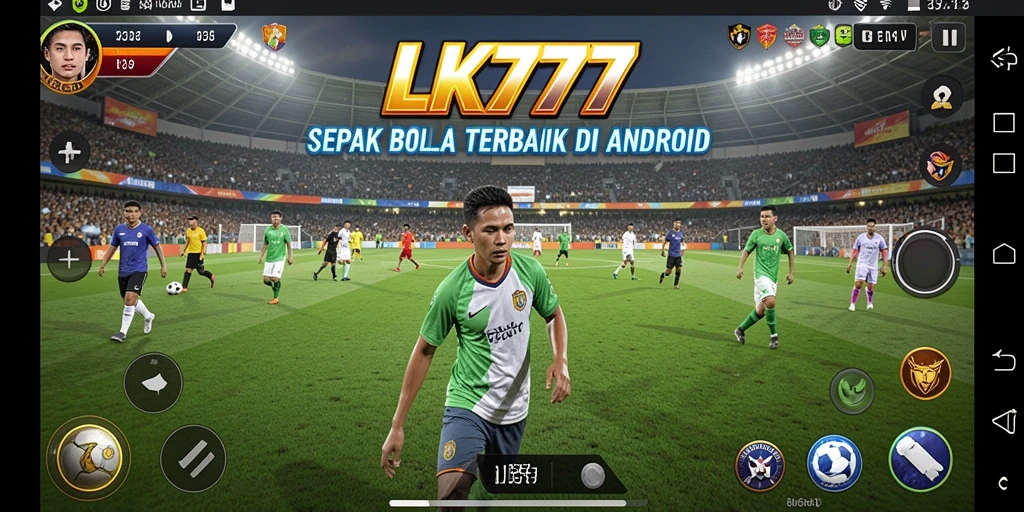 Tampilan gameplay seru dalam LK777 saat bertanding di lapangan sepak bola.