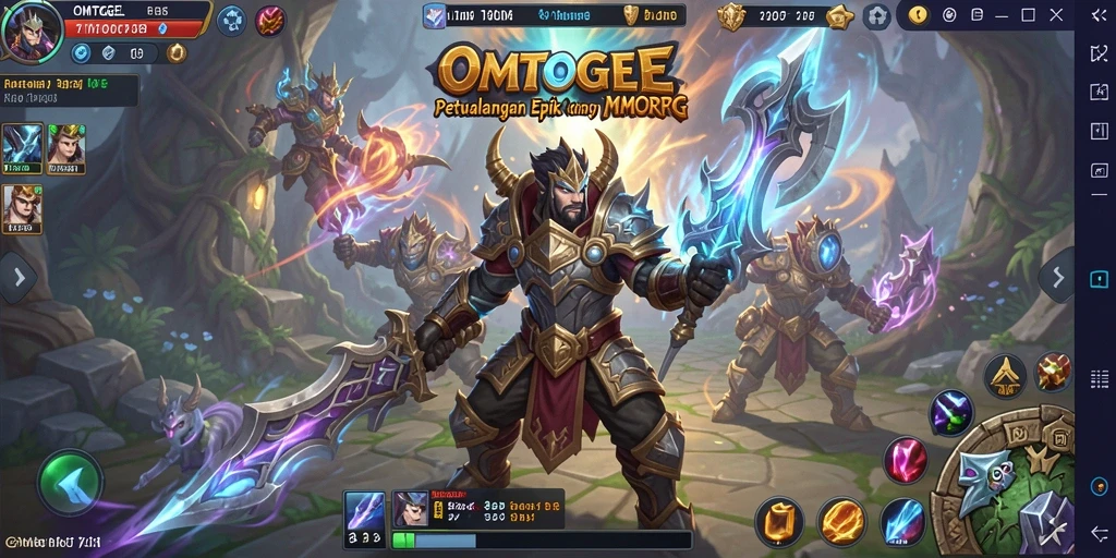 Tangkapan layar gameplay epik dari OMTOGEL yang menampilkan aksi pertarungan dan eksplorasi.
