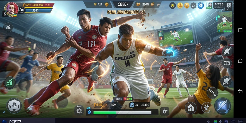 Gameplay PCPC7 dengan aksi olahraga yang mendebarkan.
