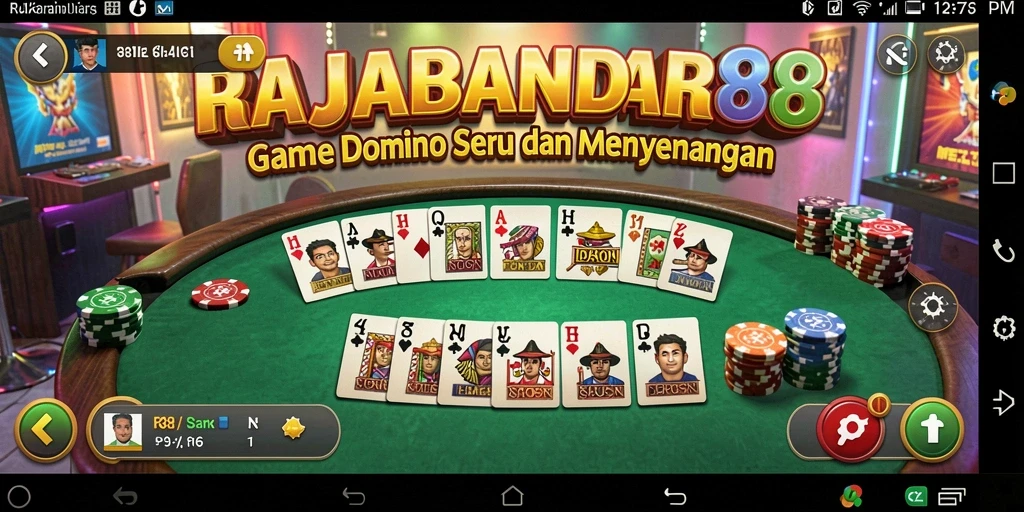 Tampilan utama gameplay Domino di RAJABANDAR88 yang seru dan interaktif.