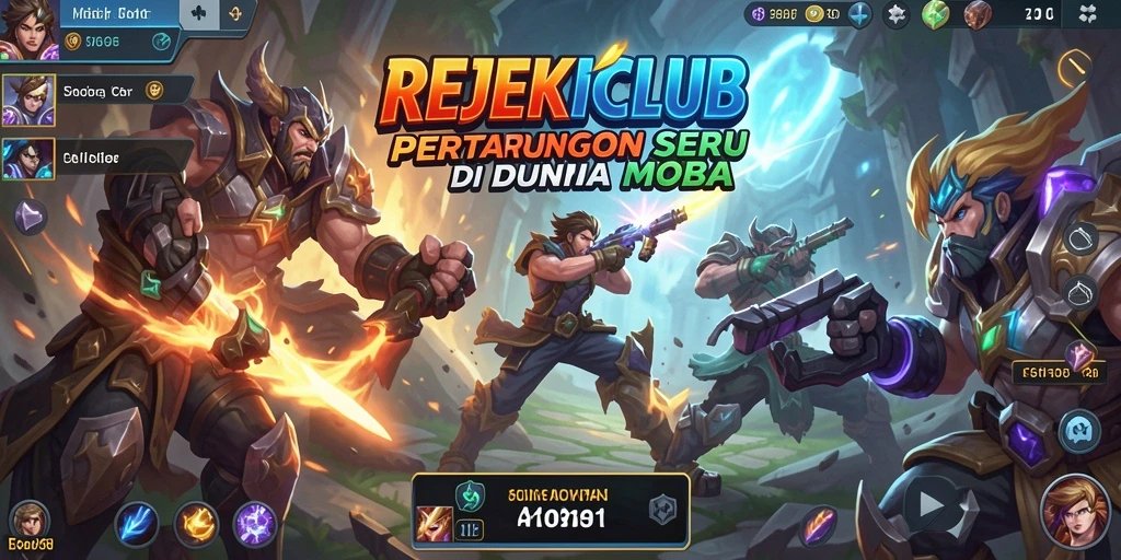 Menampilkan aksi seru di arena pertarungan MOBA.