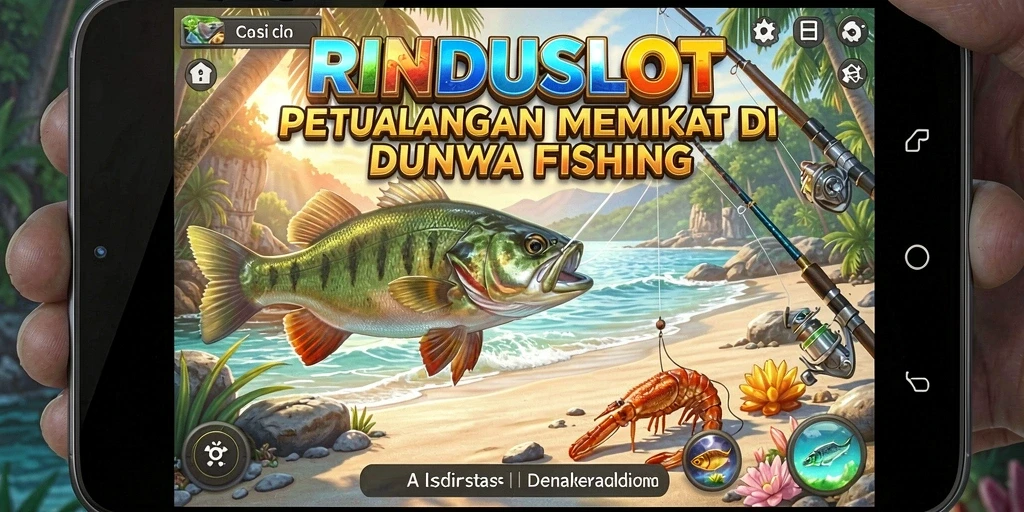 Gameplay memancing seru dalam RINDUSLOT yang menampilkan aksi menangkap ikan.