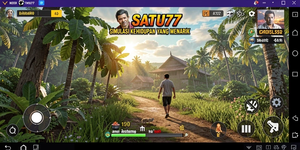 Screenshot SATU77 yang menunjukkan interaksi karakter yang menarik dalam simulasi kehidupan.