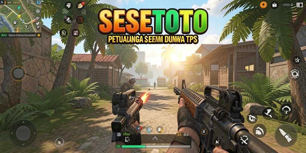 Tangkapan layar utama SESETOTO menampilkan aksi gameplay TPS yang mendebarkan.