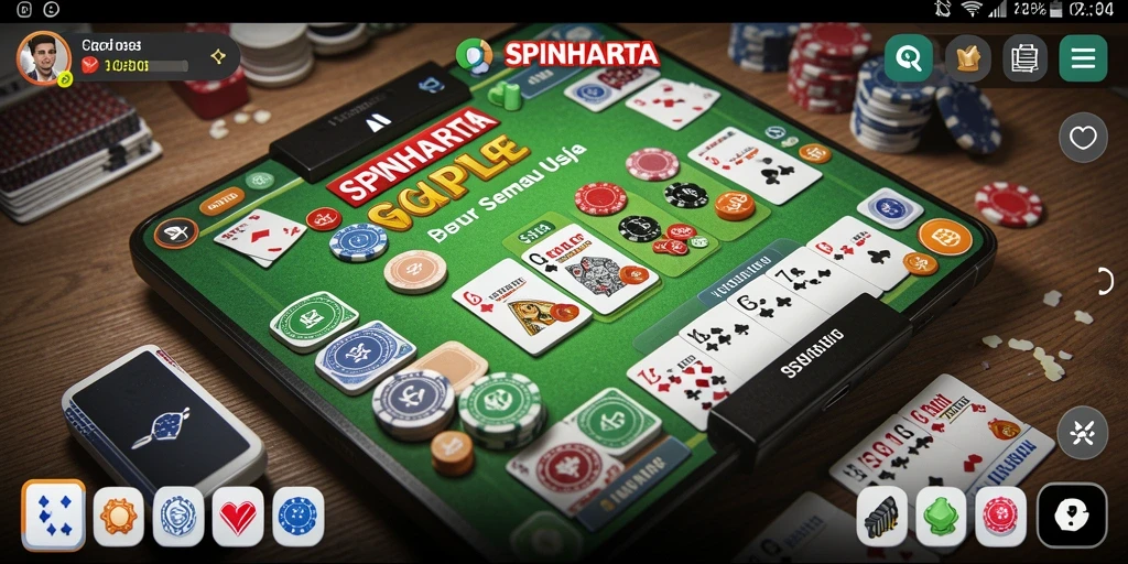 Tampilan gameplay SPINHARTA yang mengasyikkan dalam permainan Gaple.