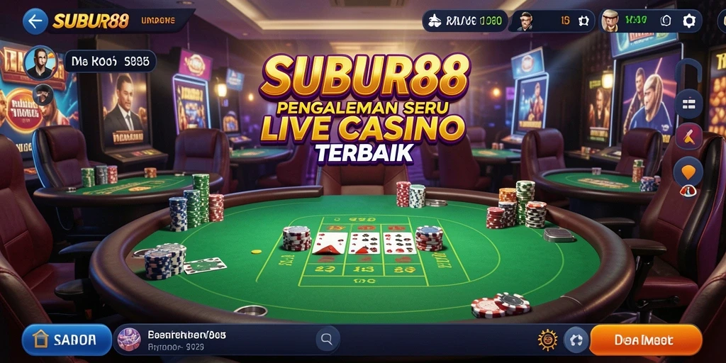 Tampilan gameplay SUBUR88 yang memikat dengan dealer langsung di Live Casino.