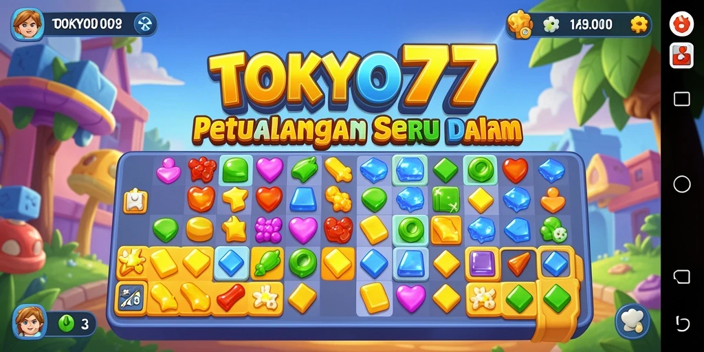 Gameplay Match-3 penuh warna dan tantangan di TOKYO77.