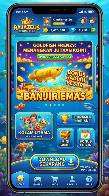 Tampilan utama aplikasi rajazeus yang menarik.